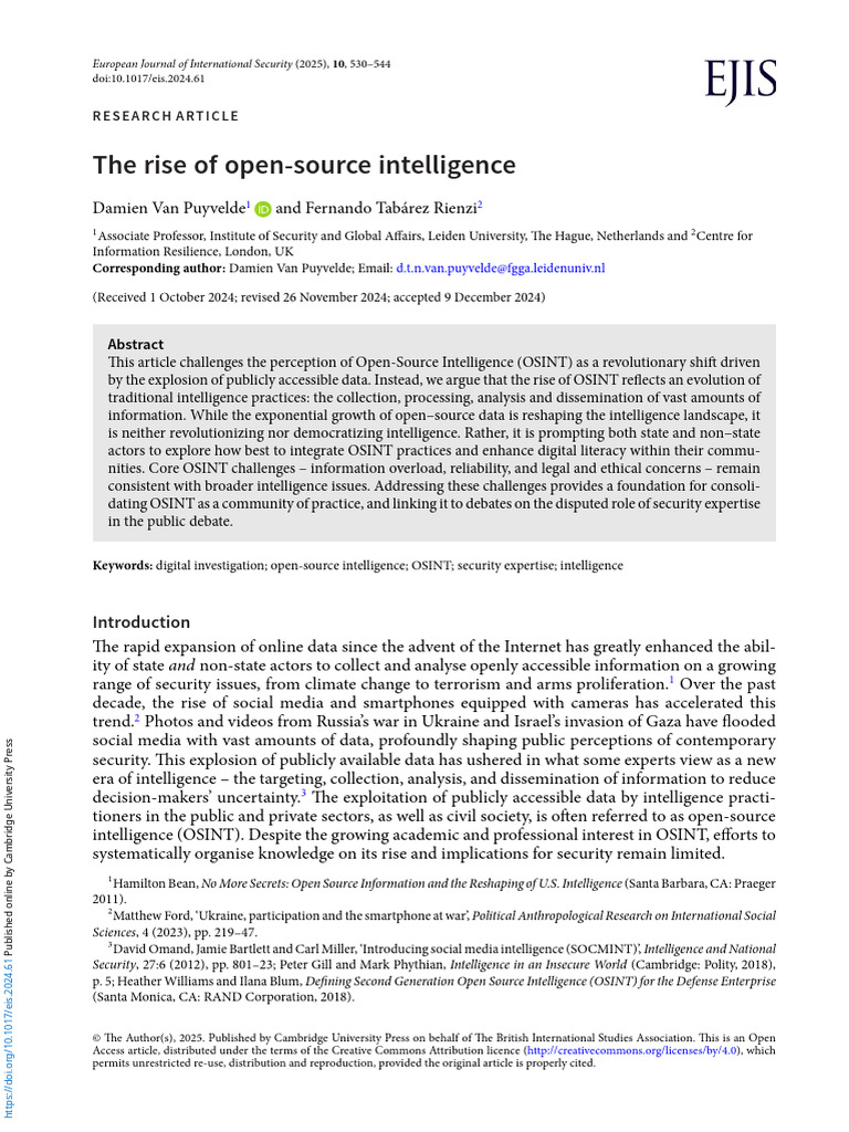 The Rise of Open Source Intelligence | PDF | Intelligence Assessment ...