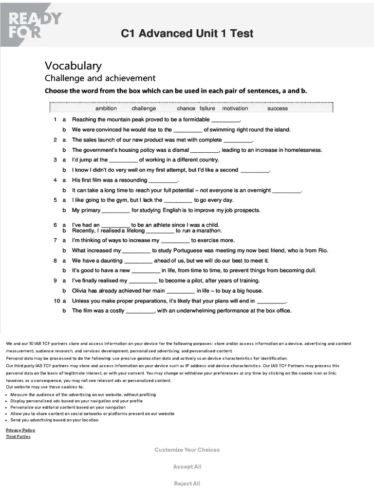 PDF Rfc1a TG Unit 1 Test Compress | PDF