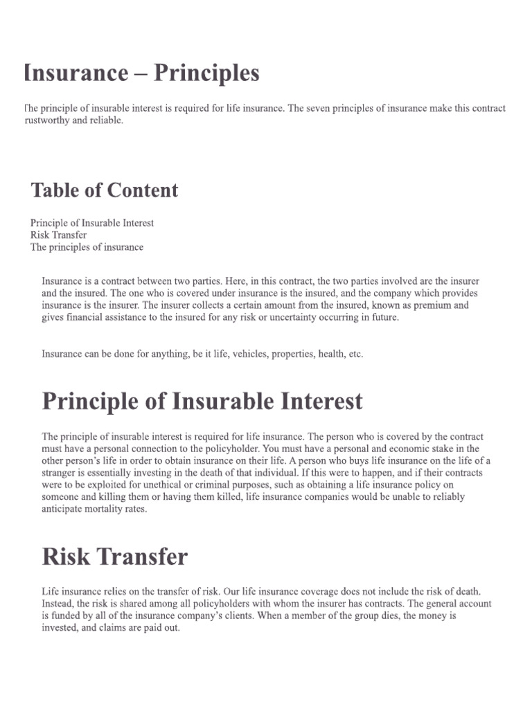 Principles of Insurance | PDF