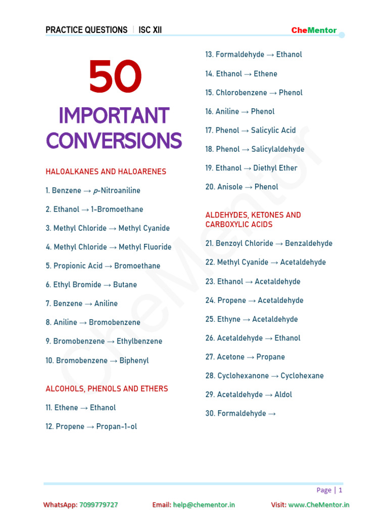 50 Conversions Questions | PDF | Ethanol | Amine