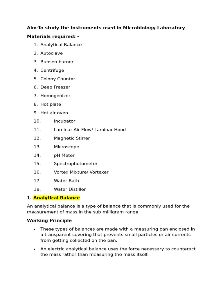 List of Instruments Used in Microbiology Lab | PDF | Ph | Spectrophotometry