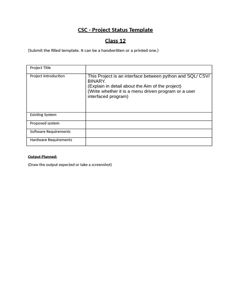 CSC-Project Completion Status Template 2 (3) | PDF