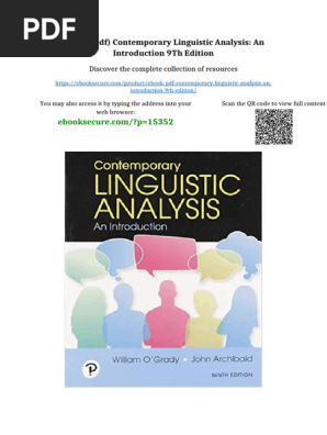 Contemporary Linguistic Analysis 第9版 Ebook PDF) Contemporary Linguistic Analysis: An Introduction 9th