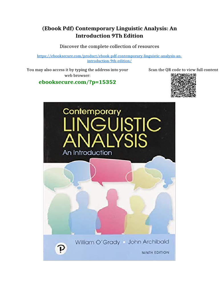 Contemporary Linguistic Analysis 第9版 Ebook PDF) Contemporary Linguistic Analysis: An Introduction 9th