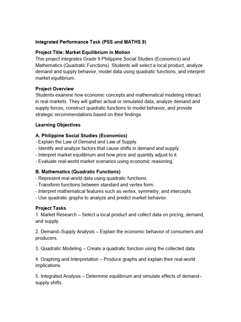 Integrated Performance Task Full | PDF | Market (Economics) | Economic ...