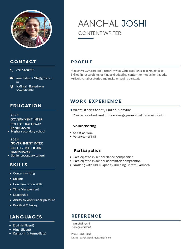 CV Aanchal Joshi | PDF