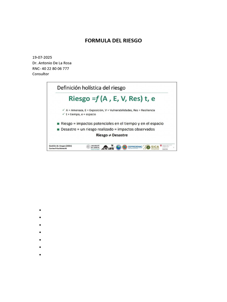 ARTICULO SOBRE LA FORMULA HOLISTICA DEL RIESGO | PDF | Resiliencia ...