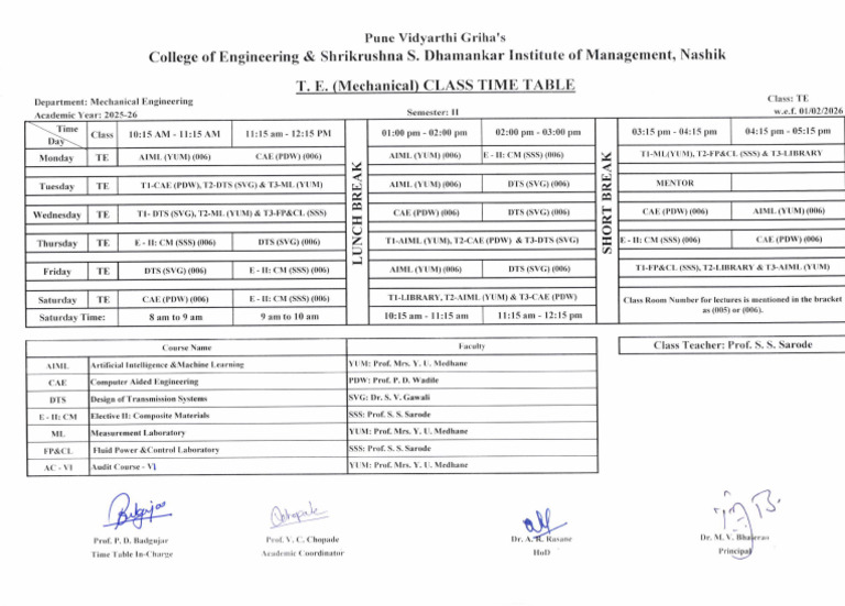 T.E Class Time Table - 25-26 SEM II - R0 | PDF