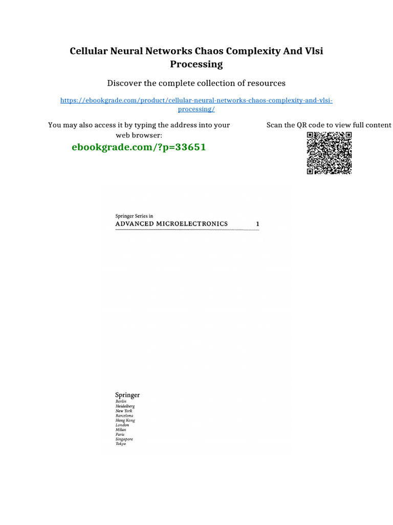 Cellular Neural Networks Chaos Complexity and VLSI Processing available ...