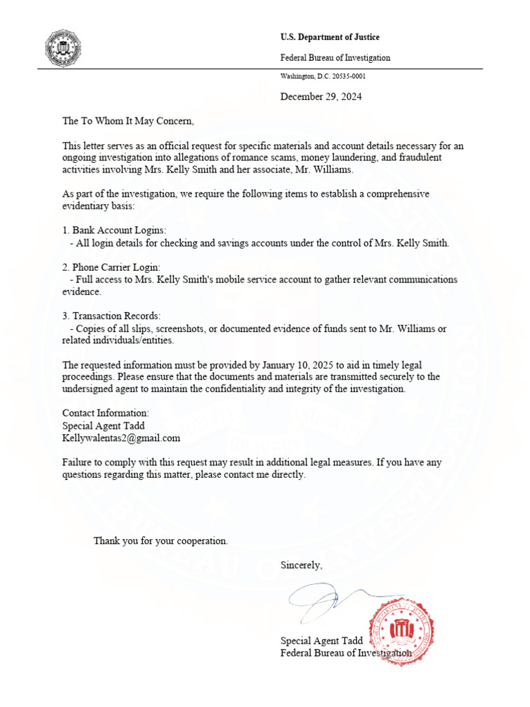FBI Letter | PDF