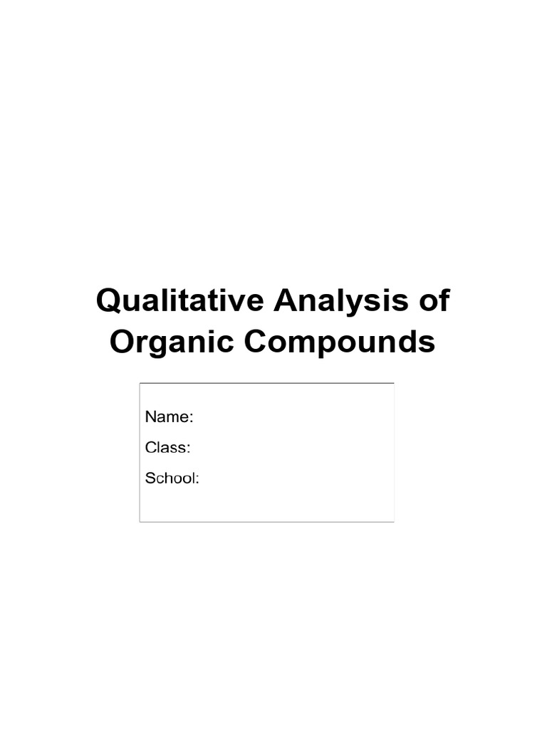 Qualitative Analysis of Organic Compounds (3) | PDF | Cyanide | Chemistry
