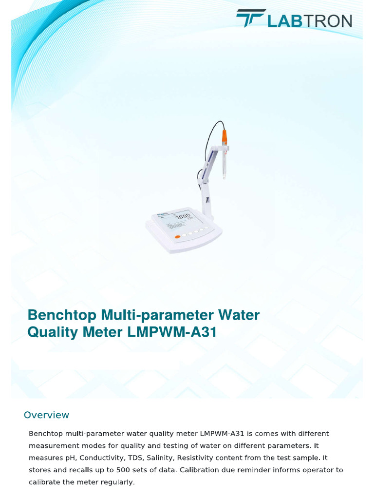 Benchtop Multi Parameter Water Quality Meter LMPWM A31 1 | PDF
