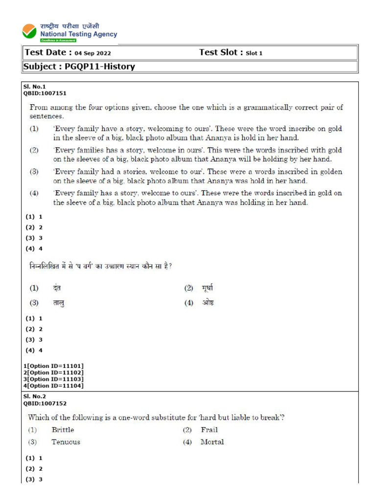 CUET PG History Paper 2022 | PDF