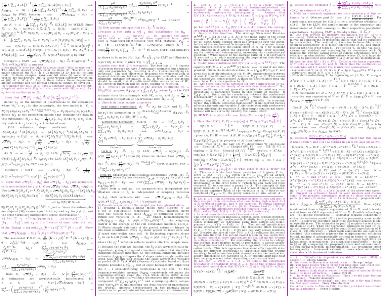 Notes Sheet Econ 240b Final-V3 | PDF | Ordinary Least Squares ...
