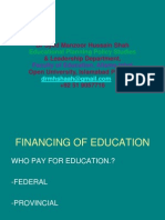 Financing of Education in Pakistan DR M H Shah