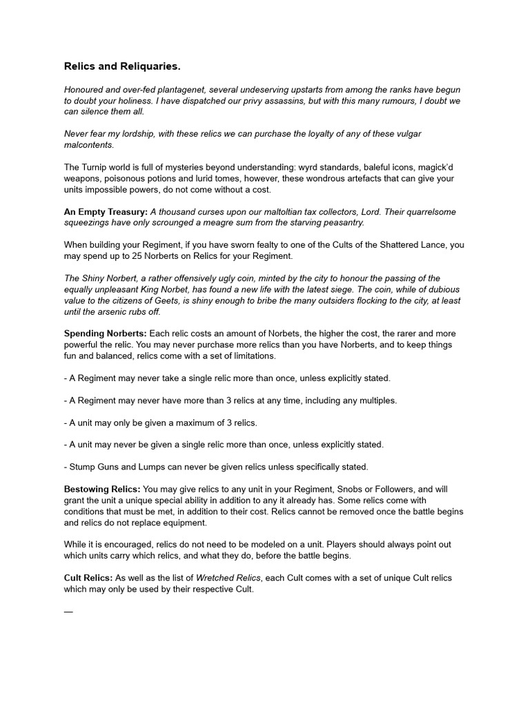 Wretched Relics v01 Playtest | PDF