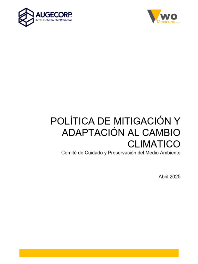 Politica de Mitigación y Adaptación Al Cambio Climatico | PDF ...