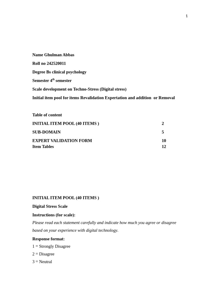 Expert Validation File | PDF | Workload | Psychometrics