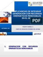 Implicancias de Integrar Generacion Con Recursos Energeticos Renovables en El Sein