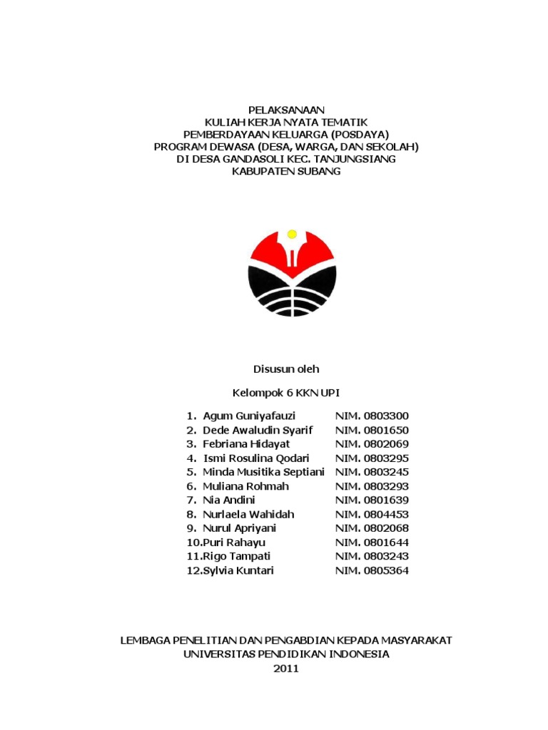 Laporan Kkn Kelompok 6 Desa Gandasoli