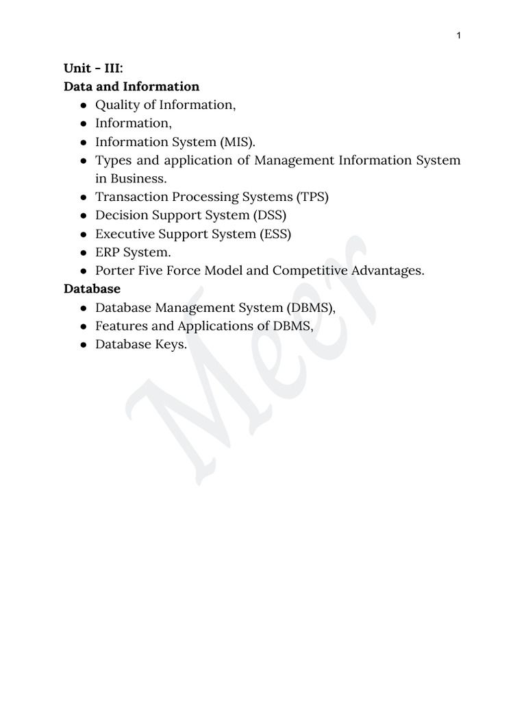 Unit 3 It by Meer BH | PDF | Databases | Relational Model