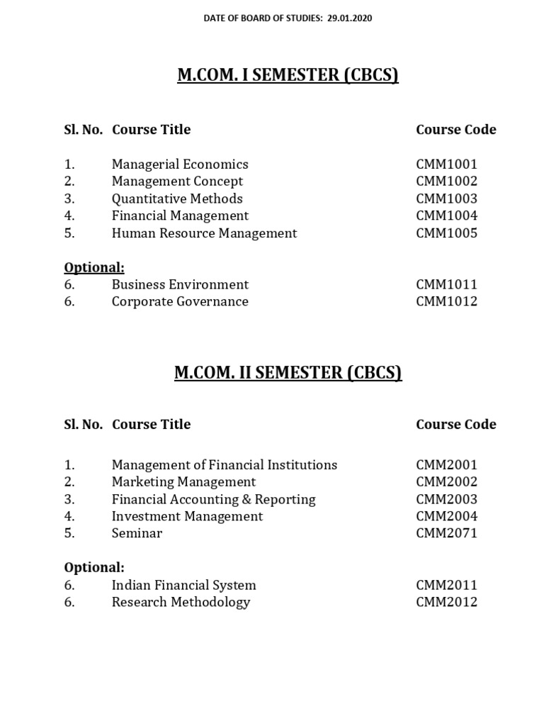 Mcom Syllabus | PDF | Statistics | Valuation (Finance)