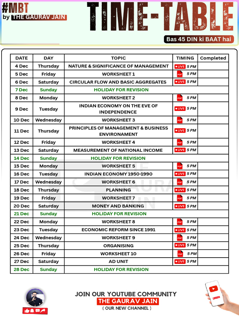 MBT Time Table | PDF | Economies
