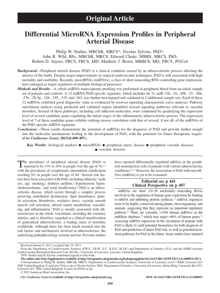 Stather Et Al 2013 Differential Microrna Expression Profiles in ...