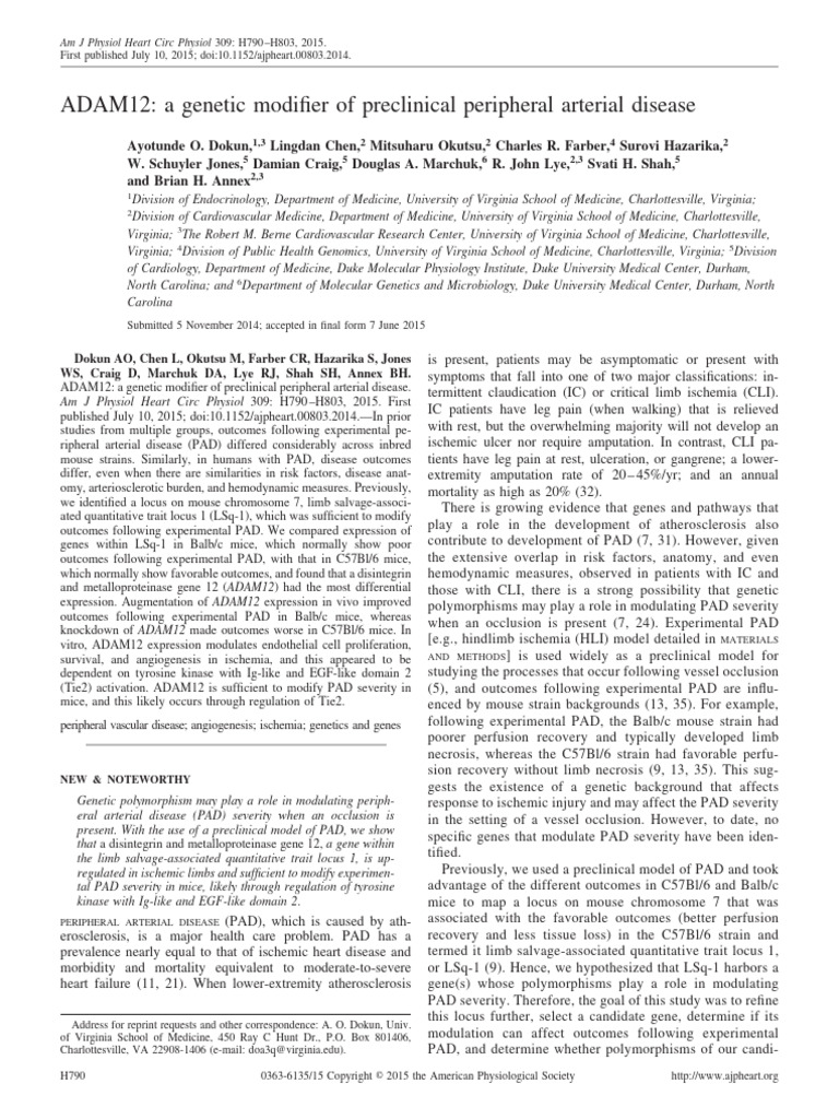 Dokun Et Al 2015 Adam12 A Genetic Modifier of Preclinical Peripheral ...