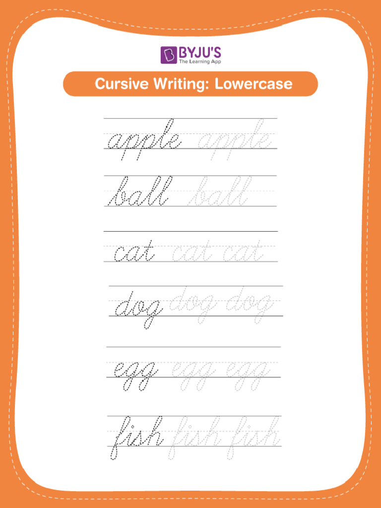 Cursive Small Letters Worksheet 3 | PDF
