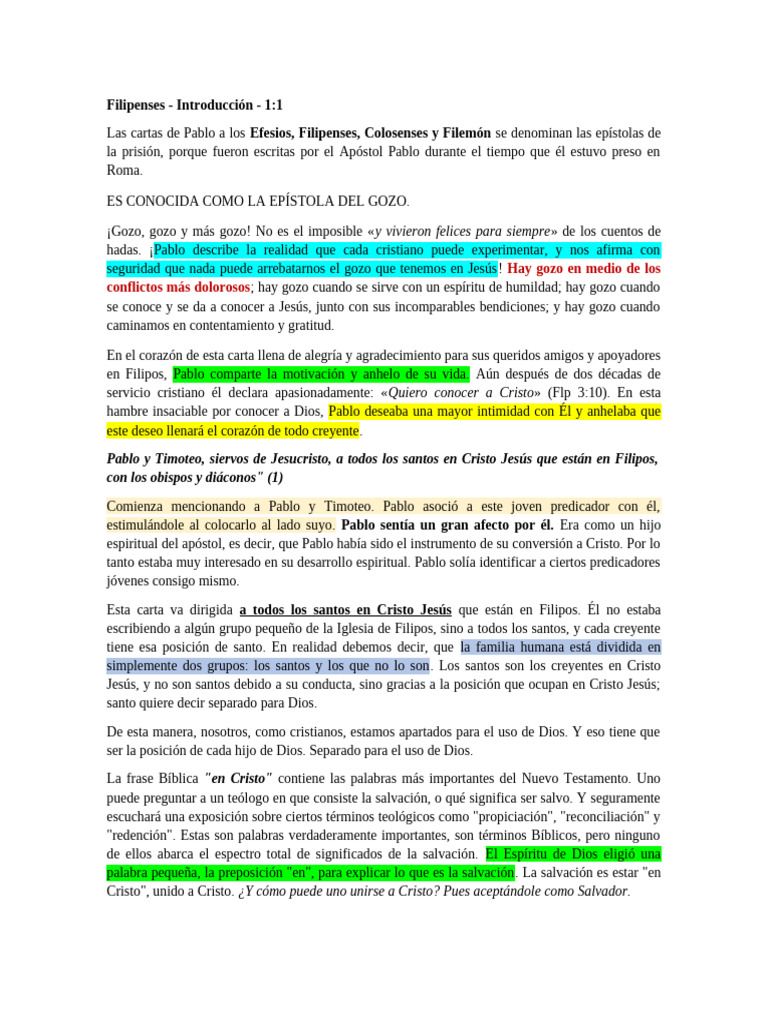 Filipenses 1 | PDF | Pablo el apóstol | Epístola a los filipenses