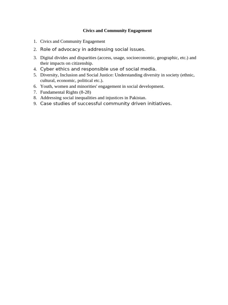 Civics and Community Engagement Topics | PDF