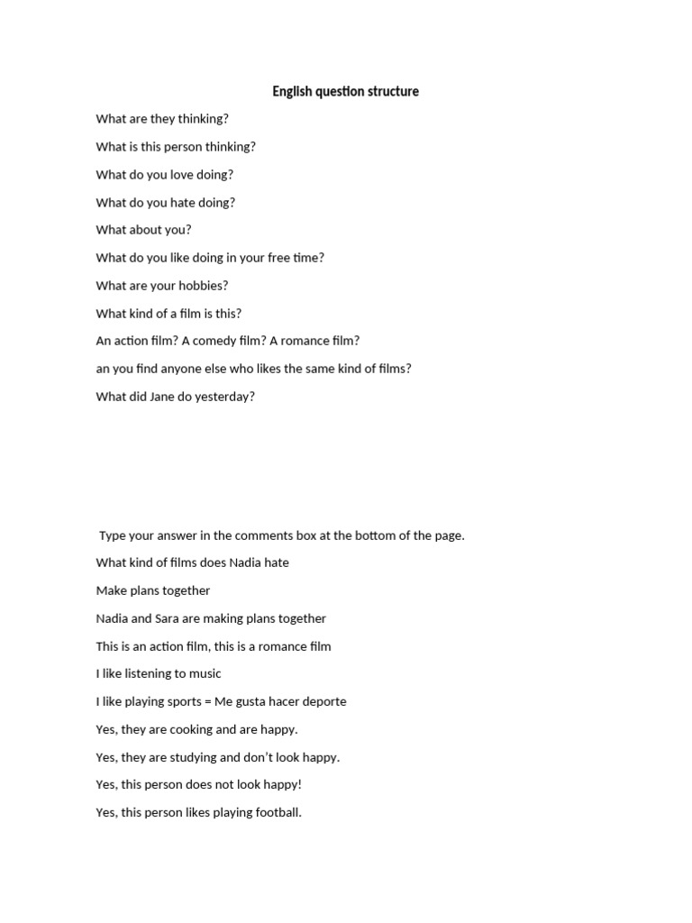 English Question Structure | PDF