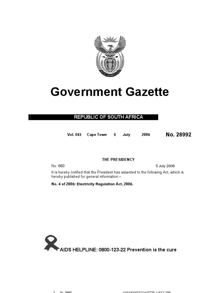 Electricity Regulation Act 4 of 2006 PDF License Mediation