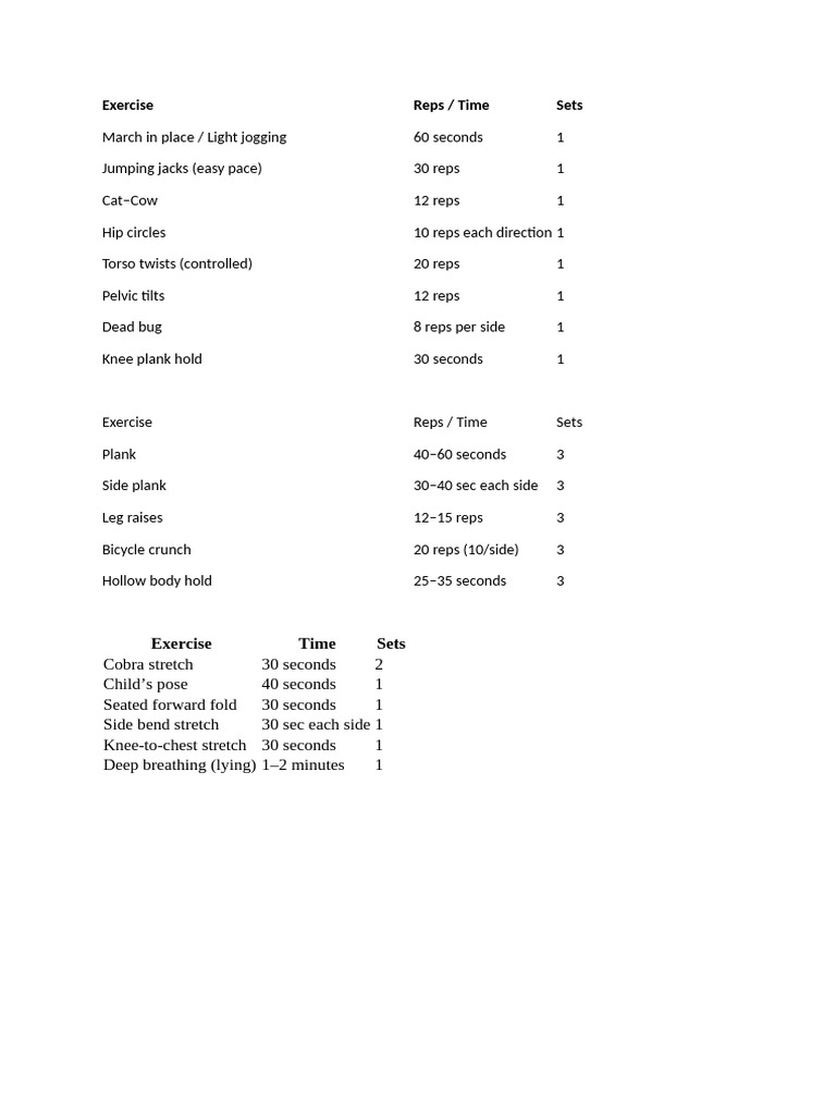 Exercise Time Sets | PDF