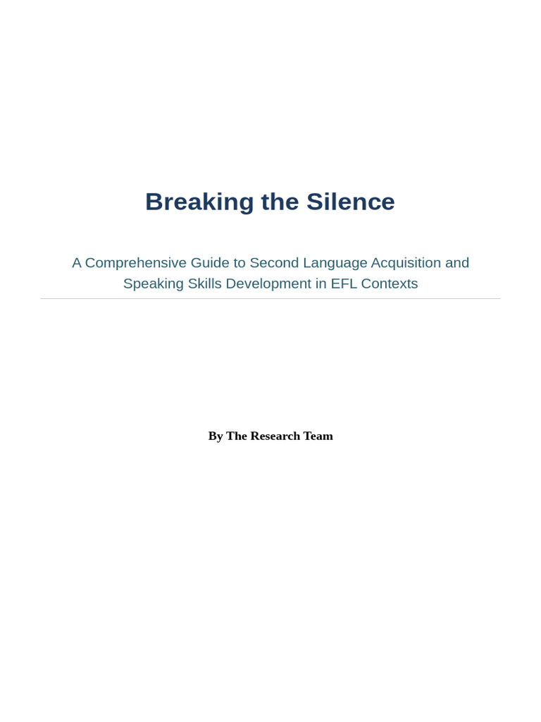 SLA Frameworks For Iraqi EFL Speaking Proficiency | PDF | Second ...
