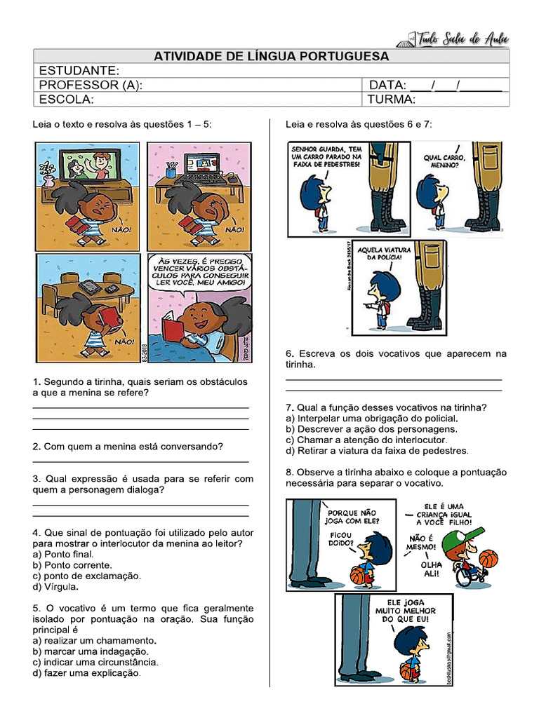 Atividade Aposto e Vocativo | PDF