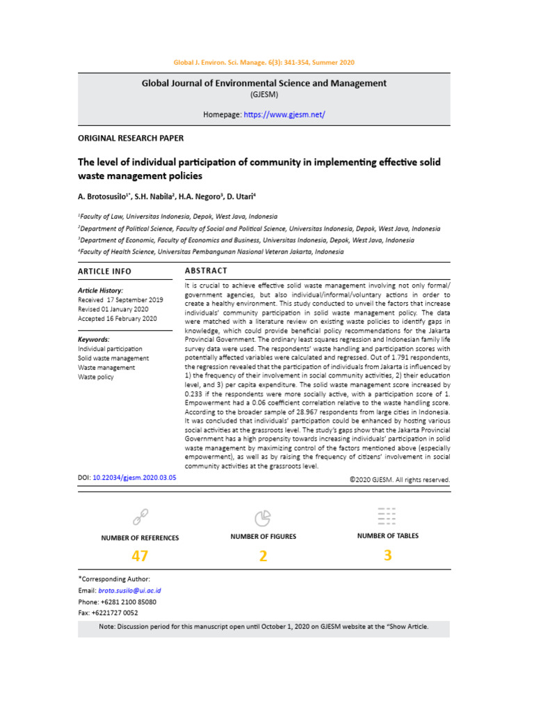 14 the Level of Individual Participation of Community in Implementing ...