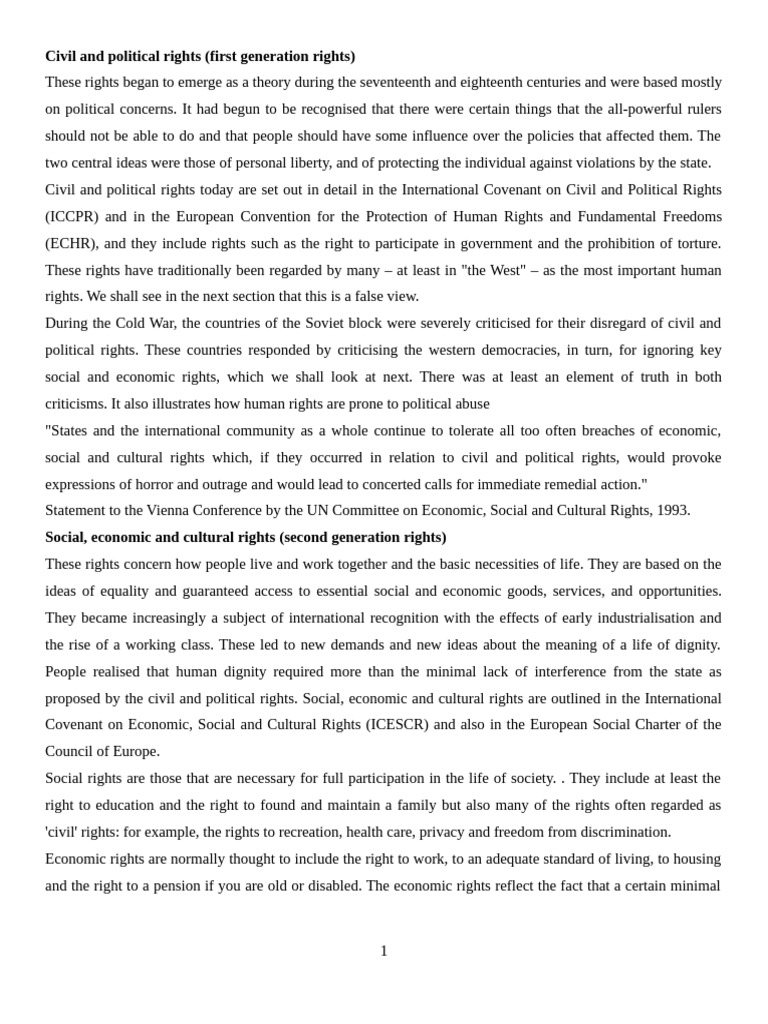 Civil and political rights | PDF | Human Rights | Civil And Political ...