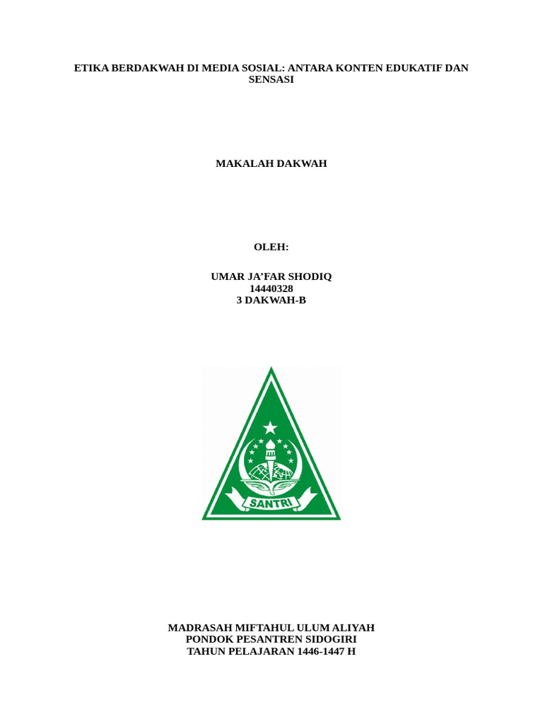 COVER UTAMA Makalah Dakwah | PDF