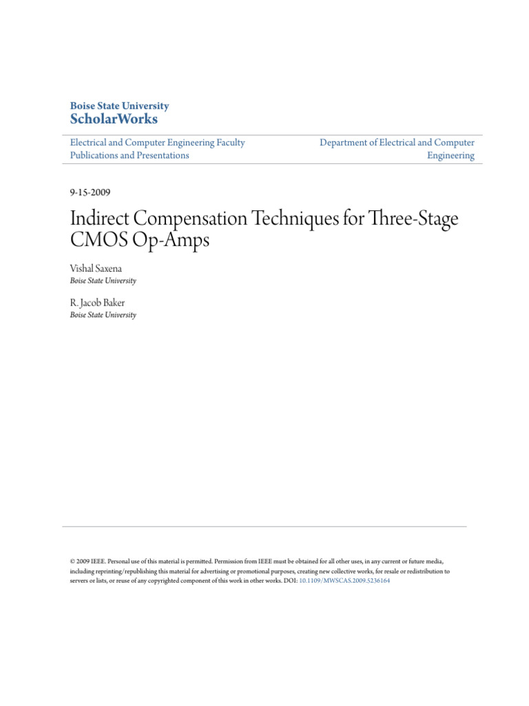 Indirect Compensation Techniques For Three-Stage CMOS Op-Amps | PDF