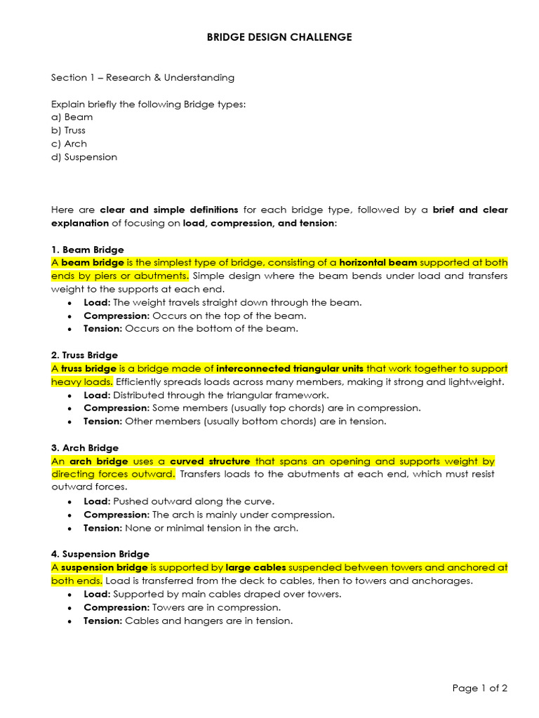 Activity 5 - Bridge Design Challenge | PDF | Bridge | Truss