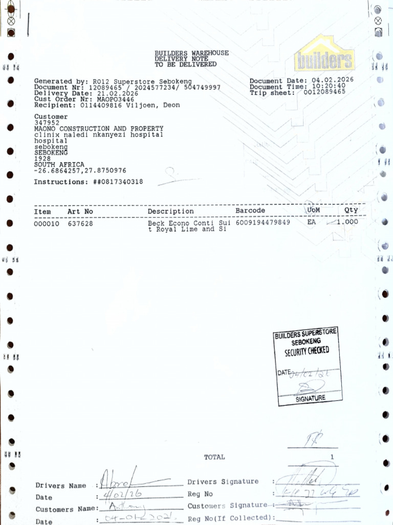 Delivery Note - Naledi PPE | PDF