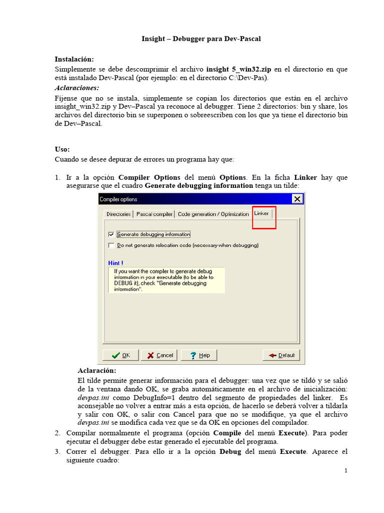 Debugger para Dev-Pascal v3 | PDF | Ventana (informática) | Ciencias de ...