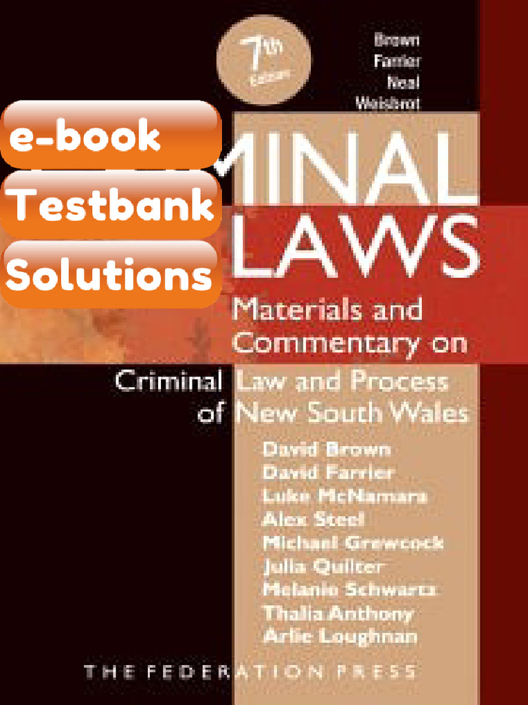 Criminal Laws 7th Edition by David Brown David Farrier Luke McNamara ...