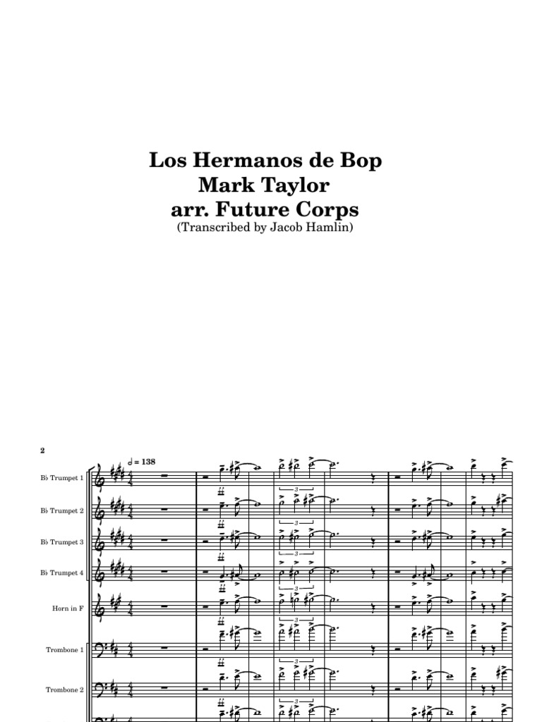 Score - Exact Transcription - Los Hermanos de Bop - Future Corps (1) | PDF