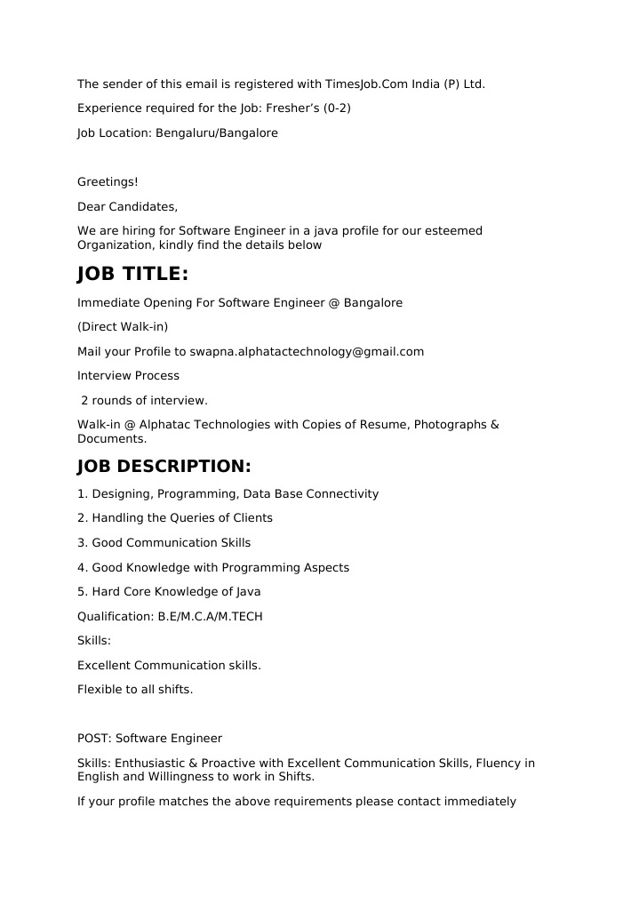 Software Engineer Walk-in in Bangalore | PDF | Career & Growth | Computers