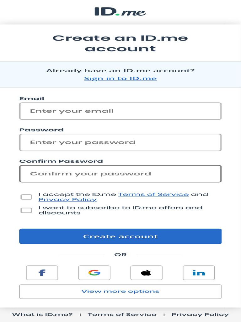 Create An ID - Me Account - ID - Me | PDF