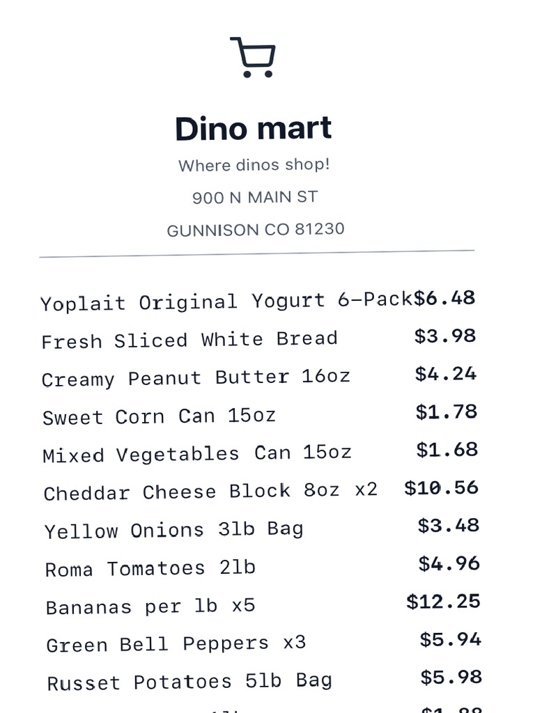 Dino Mart Receipt 2 | PDF