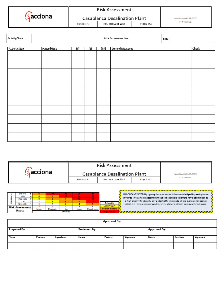 10.17. Appendix X Risk Assessment Template | PDF